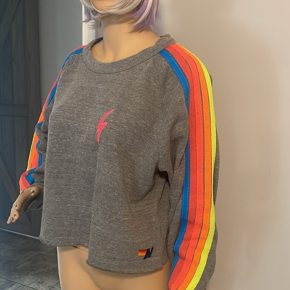 Aviator Nation Cropped Stripped Crewneck XL Made in USA🇺🇸 - Picture 7 of 13